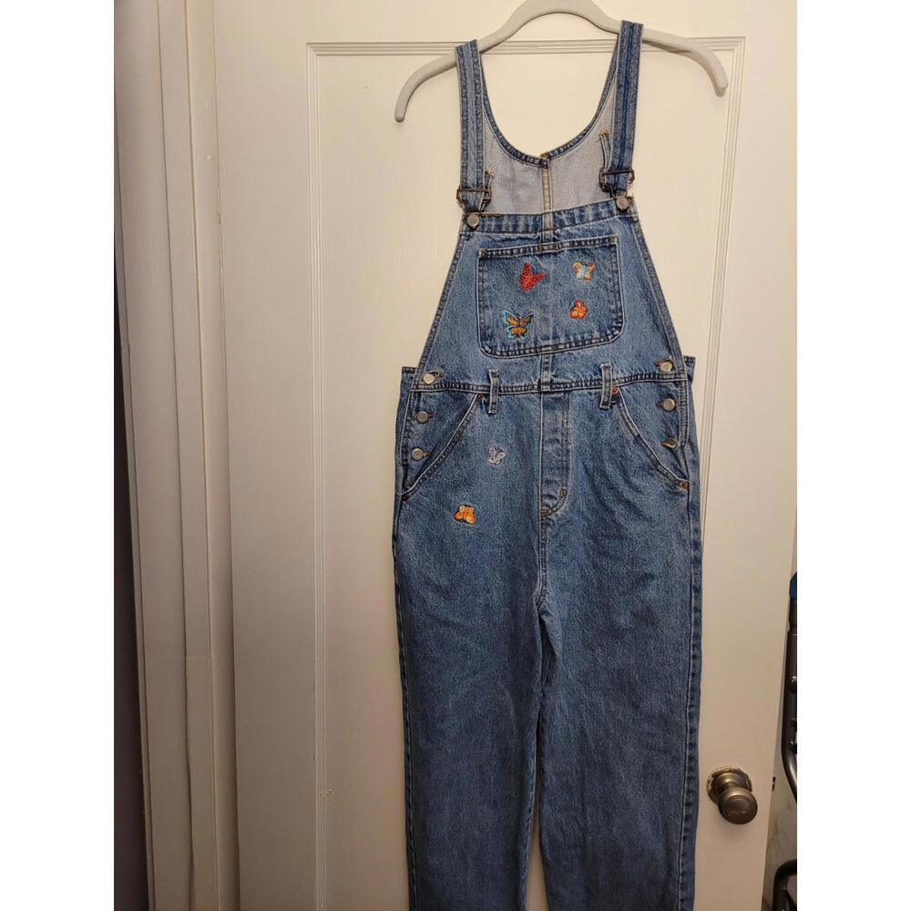 Rare Vintage 90s Lei Embroidered Butterfly Relaxed Fit Overalls